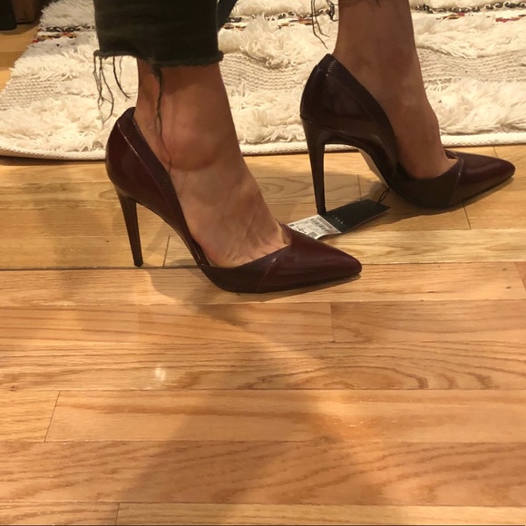 zara burgundy heels